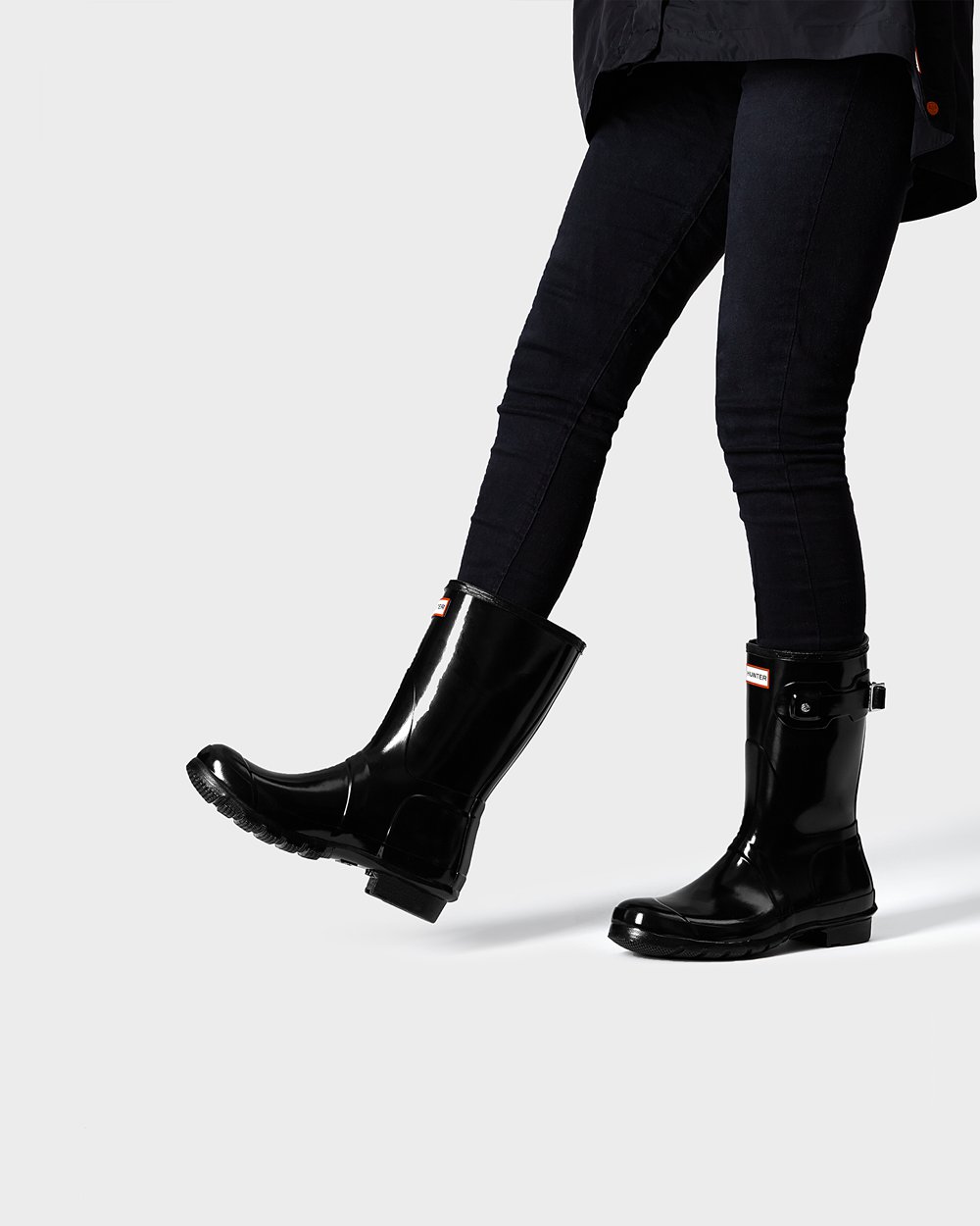 Botas de Lluvia Cortas Hunter Mujer - Original Gloss - Negros - QOBYZTS-39